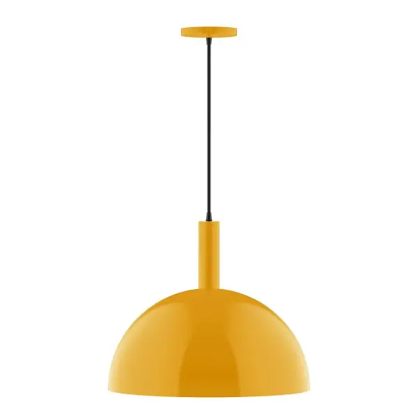 Geometric and colorful, the Ray series is simply configured for interior use. Ray is offered in multiple shapes, sizes and colors, choices to suit most any application. Collection: Ray Finish: Bright Yellow Glass: 18 inch Ray Width: 18.00" Height: 87.00" Length: 18.00" Weight: 8.00 lb Wire: 6' Red and White Zigzag Fabric Cord Canopy: 5" diameter Number of Bulbs: 1 Maximum Wattage: 15.00 W Bulb Type: LED Light Source: LED Light Output: 1200.00 lm Color Temperature: 2700 K CRI: 90 Dimmable Rated Average Life: 50,000 Voltage: 120.00 V Country of Origin: US Safety Listing: UL/cUL Safety Rating: Dry LED Manufacturer Warranty: 1-year limited warranty on the fixture.