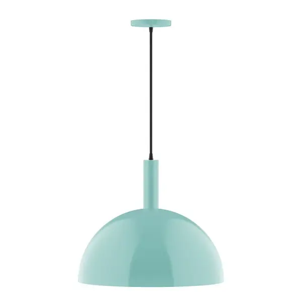 Geometric and colorful, the Ray series is simply configured for interior use. Ray is offered in multiple shapes, sizes and colors, choices to suit most any application. Collection: Ray Finish: Sea Green Glass: 18 inch Ray Width: 18.00" Height: 87.00" Length: 18.00" Weight: 8.00 lb Wire: 6' Black SJT Canopy: 5" diameter Number of Bulbs: 1 Maximum Wattage: 15.00 W Bulb Type: LED Light Source: LED Light Output: 1200.00 lm Color Temperature: 3000 K CRI: 90 Dimmable Rated Average Life: 50,000 Voltage: 120.00 V Country of Origin: US Safety Listing: UL/cUL Safety Rating: Dry LED Manufacturer Warranty: 1-year limited warranty on the fixture.