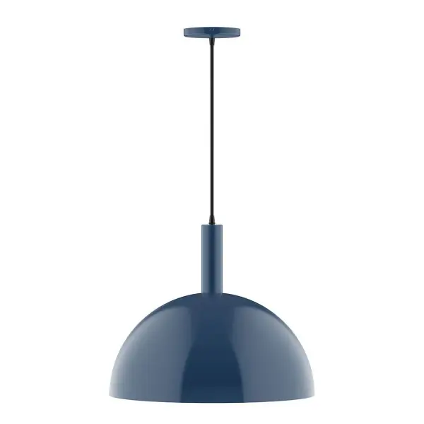 Geometric and colorful, the Ray series is simply configured for interior use. Ray is offered in multiple shapes, sizes and colors, choices to suit most any application. Collection: Ray Finish: Navy Glass: 6 inch White Opal Glass Globe Notes: Option (1) A19 LED Width: 18.00" Height: 87.00" Length: 18.00" Weight: 10.00 lb Wire: 6' Gray Fabric Cord Canopy: 5" diameter Number of Bulbs: 1 Maximum Wattage: 100.00 W Bulb Type: A19 Bulb Base: E26 Medium Light Source: Incandescent or LED equivalent Dimmable Voltage: 120.00 V Material: Aluminum Country of Origin: US Safety Listing: UL/cUL Safety Rating: Dry LED Manufacturer Warranty: 1-year limited warranty on the fixture.