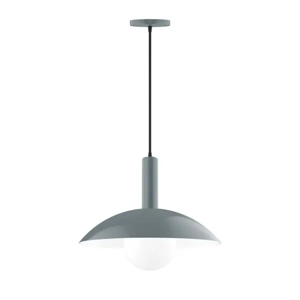 Geometric and colorful, the Glow series is simply configured for interior use. Glow is offered in multiple shapes, sizes and colors, choices to suit most any application. Collection: Glow Finish: Slate Gray Glass: 6 inch White Opal Glass Globe Notes: Option (1) A19 LED Width: 16.00" Height: 82.00" Length: 16.00" Weight: 10.00 lb Wire: 6' Black Fabric Cord Canopy: 5" diameter Number of Bulbs: 1 Maximum Wattage: 100.00 W Bulb Type: A19 Bulb Base: E26 Medium Light Source: Incandescent or LED equivalent Dimmable Voltage: 120.00 V Material: Aluminum Country of Origin: US Safety Listing: UL/cUL Safety Rating: Dry LED Manufacturer Warranty: 1-year limited warranty on the fixture.