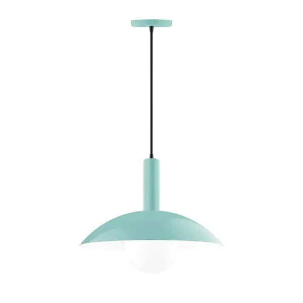 Geometric and colorful, the Glow series is simply configured for interior use. Glow is offered in multiple shapes, sizes and colors, choices to suit most any application. Collection: Glow Finish: Sea Green Glass: 6 inch White Opal Glass Globe Notes: Option (1) A19 LED Width: 16.00" Height: 82.00" Length: 16.00" Weight: 10.00 lb Wire: 6' Black and White Houndstooth Fabric Cord Canopy: 5" diameter Number of Bulbs: 1 Maximum Wattage: 100.00 W Bulb Type: A19 Bulb Base: E26 Medium Light Source: Incandescent or LED equivalent Dimmable Voltage: 120.00 V Material: Aluminum Country of Origin: US Safety Listing: UL/cUL Safety Rating: Dry LED Manufacturer Warranty: 1-year limited warranty on the fixture.