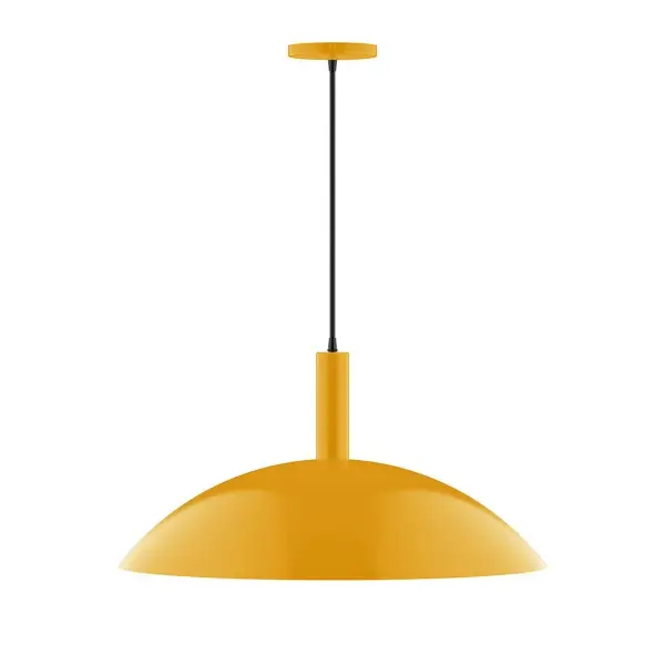 Geometric and colorful, the Glow series is simply configured for interior use. Glow is offered in multiple shapes, sizes and colors, choices to suit most any application. Collection: Glow Finish: Bright Yellow Glass: 24 inch Glow Width: 24.00" Height: 84.00" Length: 24.00" Weight: 10.00 lb Wire: 6' Gray Fabric Cord Canopy: 5" diameter Number of Bulbs: 2 Maximum Wattage: 25.00 W Bulb Type: LED Light Source: LED Light Output: 1800.00 lm Color Temperature: 2700 K CRI: 90 Dimmable Rated Average Life: 50,000 Voltage: 120.00 V Country of Origin: US Safety Listing: UL/cUL Safety Rating: Dry LED Manufacturer Warranty: 1-year limited warranty on the fixture.