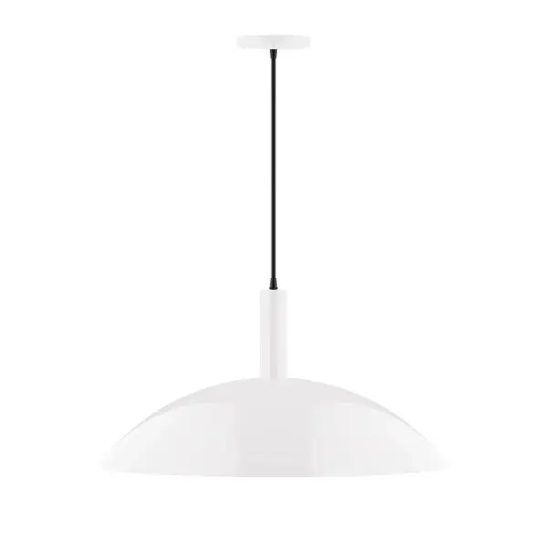 Geometric and colorful, the Glow series is simply configured for interior use. Glow is offered in multiple shapes, sizes and colors, choices to suit most any application. Collection: Glow Finish: White Glass: 24 inch Glow Width: 24.00" Height: 84.00" Length: 24.00" Weight: 10.00 lb Wire: 6' Gray Fabric Cord Canopy: 5" diameter Number of Bulbs: 2 Maximum Wattage: 25.00 W Bulb Type: LED Light Source: LED Light Output: 1800.00 lm Color Temperature: 2700 K CRI: 90 Dimmable Rated Average Life: 50,000 Voltage: 120.00 V Country of Origin: US Safety Listing: UL/cUL Safety Rating: Dry LED Manufacturer Warranty: 1-year limited warranty on the fixture.