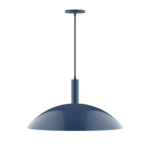 Geometric and colorful, the Glow series is simply configured for interior use. Glow is offered in multiple shapes, sizes and colors, choices to suit most any application. Collection: Glow Finish: Navy Glass: 24 inch Glow Width: 24.00" Height: 84.00" Length: 24.00" Weight: 10.00 lb Wire: 6' Red and White Zigzag Fabric Cord Canopy: 5" diameter Number of Bulbs: 2 Maximum Wattage: 25.00 W Bulb Type: LED Light Source: LED Light Output: 1800.00 lm Color Temperature: 2700 K CRI: 90 Dimmable Rated Average Life: 50,000 Voltage: 120.00 V Country of Origin: US Safety Listing: UL/cUL Safety Rating: Dry LED Manufacturer Warranty: 1-year limited warranty on the fixture.