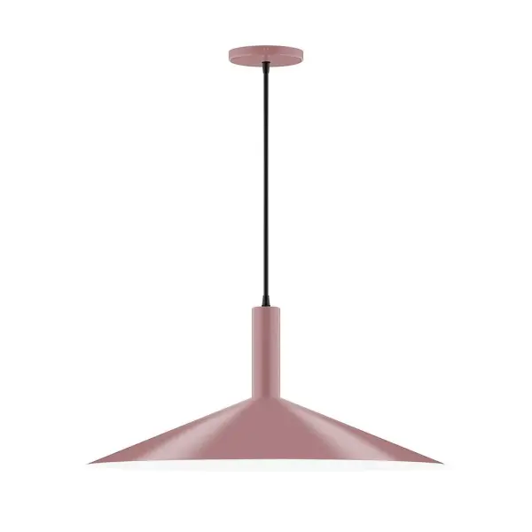 Geometric and colorful, the Zing series is simply configured for interior use. Zing is offered in multiple shapes, sizes and colors, choices to suit most any application. Collection: Zing Finish: Mauve Glass: 24 inch Zing Width: 24.00" Height: 82.50" Length: 24.00" Weight: 10.00 lb Wire: 6' Black SJT Canopy: 5" diameter Number of Bulbs: 2 Maximum Wattage: 8.00 W Bulb Type: LED Light Source: LED Light Output: 800.00 lm Color Temperature: 3000 K CRI: 90 Dimmable Rated Average Life: 50,000 Voltage: 120.00 V Country of Origin: US Safety Listing: UL/cUL Safety Rating: Dry LED Manufacturer Warranty: 1-year limited warranty on the fixture.