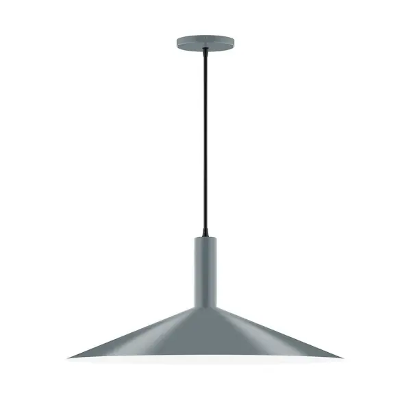 Geometric and colorful, the Zing series is simply configured for interior use. Zing is offered in multiple shapes, sizes and colors, choices to suit most any application. Collection: Zing Finish: Slate Gray Glass: 24 inch Zing Width: 24.00" Height: 82.50" Length: 24.00" Weight: 10.00 lb Wire: 6' Black Fabric Cord Canopy: 5" diameter Number of Bulbs: 2 Maximum Wattage: 8.00 W Bulb Type: LED Light Source: LED Light Output: 800.00 lm Color Temperature: 3000 K CRI: 90 Dimmable Rated Average Life: 50,000 Voltage: 120.00 V Country of Origin: US Safety Listing: UL/cUL Safety Rating: Dry LED Manufacturer Warranty: 1-year limited warranty on the fixture.