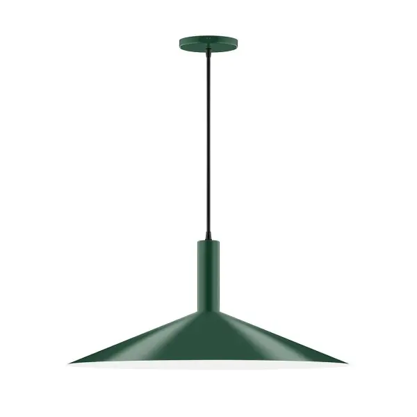 Geometric and colorful, the Zing series is simply configured for interior use. Zing is offered in multiple shapes, sizes and colors, choices to suit most any application. Collection: Zing Finish: Forest Green Glass: 24 inch Zing Width: 24.00" Height: 82.50" Length: 24.00" Weight: 10.00 lb Wire: 6' Black Fabric Cord Canopy: 5" diameter Number of Bulbs: 2 Maximum Wattage: 8.00 W Bulb Type: LED Light Source: LED Light Output: 800.00 lm Color Temperature: 3000 K CRI: 90 Dimmable Rated Average Life: 50,000 Voltage: 120.00 V Country of Origin: US Safety Listing: UL/cUL Safety Rating: Dry LED Manufacturer Warranty: 1-year limited warranty on the fixture.