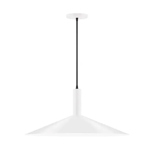 Geometric and colorful, the Zing series is simply configured for interior use. Zing is offered in multiple shapes, sizes and colors, choices to suit most any application. Collection: Zing Finish: White Glass: 24 inch Zing Width: 24.00" Height: 82.50" Length: 24.00" Weight: 10.00 lb Wire: 6' Gray Fabric Cord Canopy: 5" diameter Number of Bulbs: 2 Maximum Wattage: 8.00 W Bulb Type: LED Light Source: LED Light Output: 800.00 lm Color Temperature: 3000 K CRI: 90 Dimmable Rated Average Life: 50,000 Voltage: 120.00 V Country of Origin: US Safety Listing: UL/cUL Safety Rating: Dry LED Manufacturer Warranty: 1-year limited warranty on the fixture.