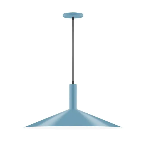 Geometric and colorful, the Zing series is simply configured for interior use. Zing is offered in multiple shapes, sizes and colors, choices to suit most any application. Collection: Zing Finish: Light Blue Glass: 24 inch Zing Width: 24.00" Height: 82.50" Length: 24.00" Weight: 10.00 lb Wire: 6' White and Gray Dot Fabric Cord Canopy: 5" diameter Number of Bulbs: 2 Maximum Wattage: 8.00 W Bulb Type: LED Light Source: LED Light Output: 800.00 lm Color Temperature: 3000 K CRI: 90 Dimmable Rated Average Life: 50,000 Voltage: 120.00 V Country of Origin: US Safety Listing: UL/cUL Safety Rating: Dry LED Manufacturer Warranty: 1-year limited warranty on the fixture.