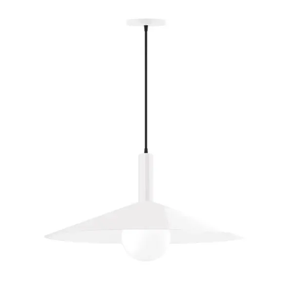 Geometric and colorful, the Zing series is simply configured for interior use. Zing is offered in multiple shapes, sizes and colors, choices to suit most any application. Collection: Zing Finish: White Glass: 6 inch White Opal Glass Globe Notes: Option (1) A19 LED Width: 24.00" Height: 82.50" Length: 24.00" Weight: 12.00 lb Wire: 6' Black and White Houndstooth Fabric Cord Canopy: 5" diameter Number of Bulbs: 1 Maximum Wattage: 100.00 W Bulb Type: A19 Bulb Base: E26 Medium Light Source: Incandescent or LED equivalent Dimmable Voltage: 120.00 V Material: Aluminum Country of Origin: US Safety Listing: UL/cUL Safety Rating: Dry LED Manufacturer Warranty: 1-year limited warranty on the fixture.