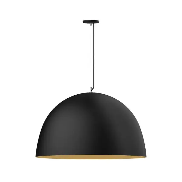 As big as your vision, our XL Choices are designed to add maximum visual impact and light output to your space. Big hanging pendants range in size from 22 inches to 42 inches and will fill a large space in great style. Cord hung pendants are a fun and useful addition to your décor, they will add color, and design flair to any application. Collection: XL Choices Finish: Black w/Gold Matte Interior Glass: 36 inch XL Choices Deep Dome Notes: Option (1) A19 LED and Integrated LED Width: 36.00" Height: 118.00" Length: 36.00" Weight: 18.00 lb Wire: 6' Black Fabric Cord Canopy: 5.375" diameter Number of Bulbs: 1 Maximum Wattage: 100.00 W Bulb Type: A19 Bulb Base: E26 Medium Light Source: Incandescent or LED equivalent Dimmable Voltage: 120.00 V Country of Origin: US Safety Listing: UL/cUL Safety Rating: Dry LED Manufacturer Warranty: 1-year limited warranty on the fixture.