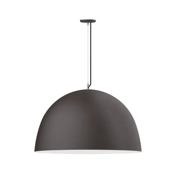 As big as your vision, our XL Choices are designed to add maximum visual impact and light output to your space. Big hanging pendants range in size from 22 inches to 42 inches and will fill a large space in great style. Cord hung pendants are a fun and useful addition to your décor, they will add color, and design flair to any application. Collection: XL Choices Finish: Bronze Matte w/White Interior Glass: 36 inch XL Choices Deep Dome Notes: Option (1) A19 LED and Integrated LED Width: 36.00" Height: 118.00" Length: 36.00" Weight: 18.00 lb Wire: 6' Gray Fabric Cord Canopy: 5.375" diameter Number of Bulbs: 1 Maximum Wattage: 100.00 W Bulb Type: A19 Bulb Base: E26 Medium Light Source: Incandescent or LED equivalent Dimmable Voltage: 120.00 V Country of Origin: US Safety Listing: UL/cUL Safety Rating: Dry LED Manufacturer Warranty: 1-year limited warranty on the fixture.