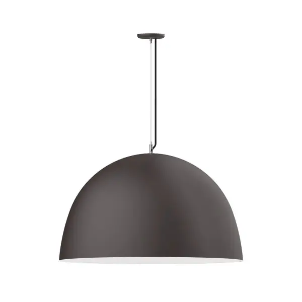 As big as your vision, our XL Choices are designed to add maximum visual impact and light output to your space. Big hanging pendants range in size from 22 inches to 42 inches and will fill a large space in great style. Cord hung pendants are a fun and useful addition to your décor, they will add color, and design flair to any application. Collection: XL Choices Finish: Bronze Matte w/White Interior Glass: 36 inch XL Choices Deep Dome Notes: Option (1) A19 LED and Integrated LED Width: 36.00" Height: 118.00" Length: 36.00" Weight: 18.00 lb Wire: 6' Black SJT Canopy: 5.375" diameter Number of Bulbs: 1 Maximum Wattage: 100.00 W Bulb Type: A19 Bulb Base: E26 Medium Light Source: Incandescent or LED equivalent Dimmable Voltage: 120.00 V Country of Origin: US Safety Listing: UL/cUL Safety Rating: Dry LED Manufacturer Warranty: 1-year limited warranty on the fixture.