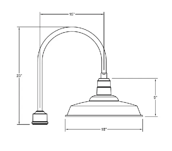 Our outdoor wall lights, inspired by 1920’s industrial lighting, in classic gooseneck arm styles are great for use as sign or awning lights, garage or barn lights. The Wall Mount is our largest outdoor wall light, defined by its classic shepherd hook arm and large backplate. - alternate view