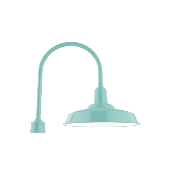 Our outdoor wall lights, inspired by 1920’s industrial lighting, in classic gooseneck arm styles are great for use as sign or awning lights, garage or barn lights. The Wall Mount is our largest outdoor wall light, defined by its classic shepherd hook arm and large backplate.