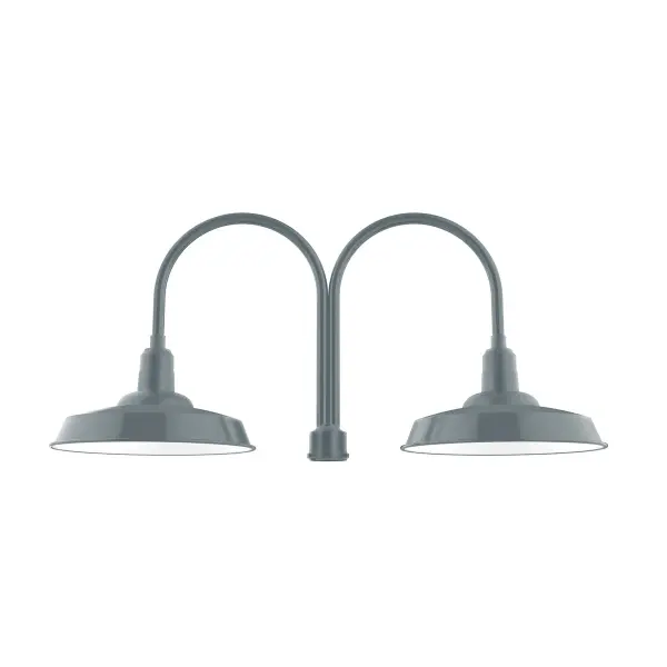 Our outdoor wall lights, inspired by 1920’s industrial lighting, in classic gooseneck arm styles are great for use as sign or awning lights, garage or barn lights. The Wall Mount is our largest outdoor wall light, defined by its classic shepherd hook arm and large backplate.
