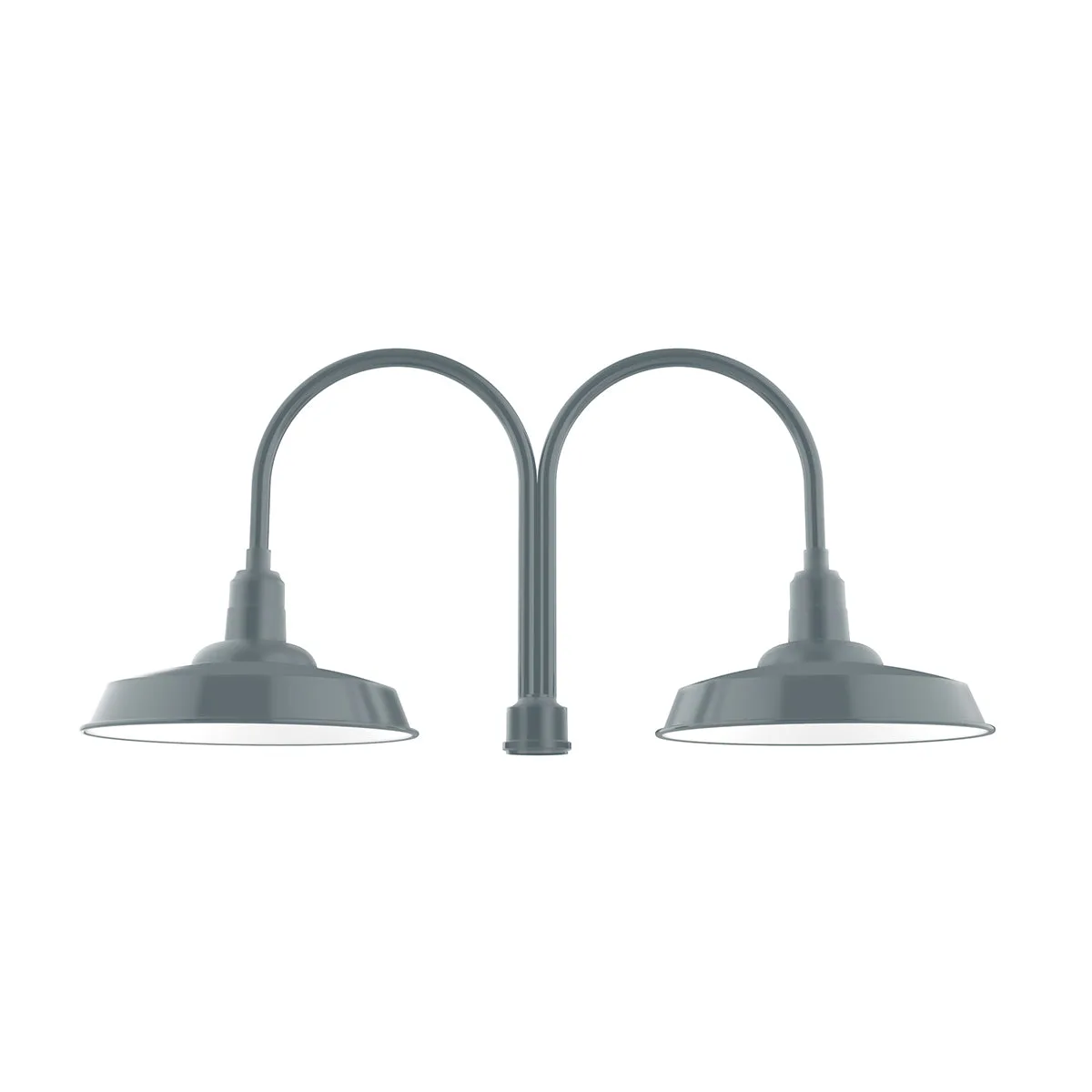 Warehouse Two Light Post Mount in Slate Gray