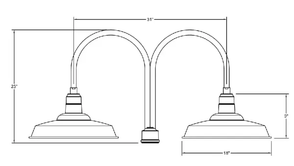 Our outdoor wall lights, inspired by 1920’s industrial lighting, in classic gooseneck arm styles are great for use as sign or awning lights, garage or barn lights. The Wall Mount is our largest outdoor wall light, defined by its classic shepherd hook arm and large backplate. - alternate view