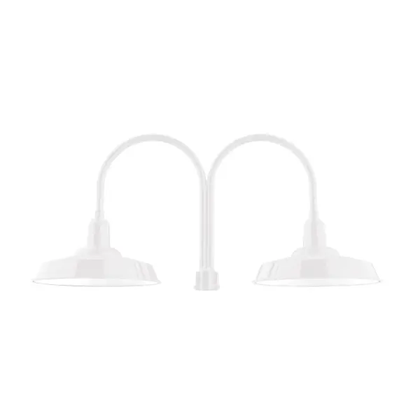 Our outdoor wall lights, inspired by 1920’s industrial lighting, in classic gooseneck arm styles are great for use as sign or awning lights, garage or barn lights. The Wall Mount is our largest outdoor wall light, defined by its classic shepherd hook arm and large backplate.