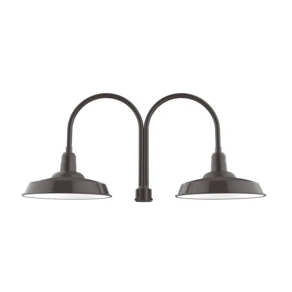 Our outdoor wall lights, inspired by 1920’s industrial lighting, in classic gooseneck arm styles are great for use as sign or awning lights, garage or barn lights. The Wall Mount is our largest outdoor wall light, defined by its classic shepherd hook arm and large backplate.