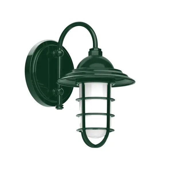 Our wall sconces are our smallest outdoor fixtures, but they add just the right amount of light to your entryway. Hang alone or in pairs on either side of a front door or garage, even inside next to a bed. Available in multiple shade styles to suit your décor, be it modern farmhouse, coastal cottage, or industrial loft. Collection: Vaportite Finish: Forest Green Glass: 8 inch Vaportite Notes: Option (1) A19 LED and 1-Integrated 8W Width: 8.25" Height: 13.38" Length: 10.75" Weight: 6.00 lb Extension from Wall: 10.75" Canopy: 6.875" diameter Number of Bulbs: 1 Maximum Wattage: 100.00 W Bulb Type: A19 Bulb Base: E26 Medium Light Source: Incandescent or LED equivalent Dimmable Voltage: 120.00 V Country of Origin: US Safety Listing: UL/cUL Safety Rating: Wet Dark Sky LED Manufacturer Warranty: 1-year limited warranty on the fixture.