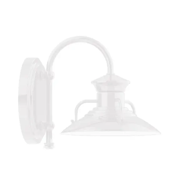 Our wall sconces are our smallest outdoor fixtures, but they add just the right amount of light to your entryway. Hang alone or in pairs on either side of a front door or garage, even inside next to a bed. Available in multiple shade styles to suit your décor, be it modern farmhouse, coastal cottage, or industrial loft. Collection: Homestead Finish: White Glass: 8 inch Homestead Width: 8.00" Height: 9.00" Length: 10.75" Weight: 7.00 lb Extension from Wall: 10.75" Canopy: 6.875" diameter Number of Bulbs: 1 Maximum Wattage: 8.00 W Bulb Type: LED Light Source: LED Light Output: 800.00 lm Color Temperature: 3000 K CRI: 90 Dimmable Rated Average Life: 50,000 Voltage: 120.00 V Country of Origin: US Safety Listing: UL/cUL Safety Rating: Wet Dark Sky LED Manufacturer Warranty: 1-year limited warranty on the fixture.