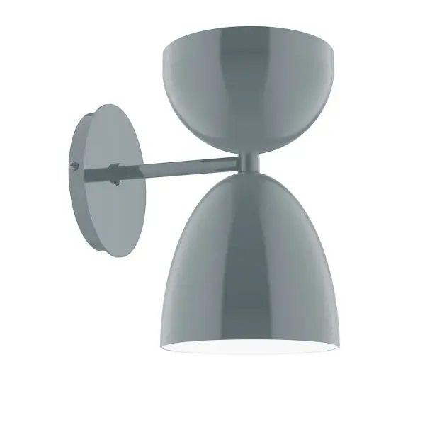 Nest is a playful series of stacked and nested dome shades. Offered in a host of finishes, Nest will be a bright and cheery addition to your interior décor Collection: Nest Finish: Slate Gray Glass: 6 inch Nest Width: 6.00" Height: 10.25" Length: 8.63" Weight: 6.00 lb Extension from Wall: 8.63" Canopy: 5" diameter Number of Bulbs: 1 Maximum Wattage: 8.00 W Bulb Type: LED Light Source: LED Light Output: 800.00 lm Color Temperature: 3000 K CRI: 90 Dimmable Rated Average Life: 50,000 Voltage: 120.00 V Country of Origin: US Safety Listing: UL/cUL Safety Rating: Dry LED Manufacturer Warranty: 1-year limited warranty on the fixture.
