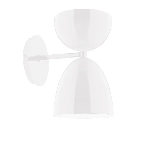 Nest is a playful series of stacked and nested dome shades. Offered in a host of finishes, Nest will be a bright and cheery addition to your interior décor Collection: Nest Finish: White Glass: 6 inch Nest Width: 6.00" Height: 10.25" Length: 8.63" Weight: 6.00 lb Extension from Wall: 8.63" Canopy: 5" diameter Number of Bulbs: 1 Maximum Wattage: 8.00 W Bulb Type: LED Light Source: LED Light Output: 800.00 lm Color Temperature: 3000 K CRI: 90 Dimmable Rated Average Life: 50,000 Voltage: 120.00 V Country of Origin: US Safety Listing: UL/cUL Safety Rating: Dry LED Manufacturer Warranty: 1-year limited warranty on the fixture.