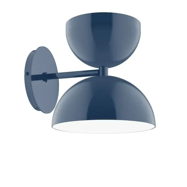 Nest is a playful series of stacked and nested dome shades. Offered in a host of finishes, Nest will be a bright and cheery addition to your interior décor Collection: Nest Finish: Navy Glass: 8 inch Nest Width: 8.00" Height: 8.25" Length: 9.63" Weight: 6.00 lb Extension from Wall: 9.63" Canopy: 5" diameter Number of Bulbs: 1 Maximum Wattage: 8.00 W Bulb Type: LED Light Source: LED Light Output: 800.00 lm Color Temperature: 3000 K CRI: 90 Dimmable Rated Average Life: 50,000 Voltage: 120.00 V Country of Origin: US Safety Listing: UL/cUL Safety Rating: Dry LED Manufacturer Warranty: 1-year limited warranty on the fixture.