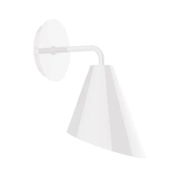 The Jasmine Wall Sconce collection reflects a more modern RLM style. Clean lines and basic geometric shapes define this series of wall lights. Suitable for both indoor and outdoor applications. Hang alone or in pairs on either side of a front door or garage, next to a bed, or in the bathroom. Available in multiple shade styles to suit your décor, be it modern farmhouse, coastal cottage, or industrial loft. Collection: Jasmine Finish: White Glass: Aluminum Width: 7.00" Height: 12.25" Length: 9.63" Weight: 6.00 lb Extension from Wall: 9.63" Canopy: 5" diameter Number of Bulbs: 1 Maximum Wattage: 8.00 W Bulb Type: LED Light Source: LED Light Output: 800.00 lm Color Temperature: 3000 K CRI: 90 Dimmable Rated Average Life: 50,000 Voltage: 120.00 V Country of Origin: US Safety Listing: UL/cUL Safety Rating: Dry Dark Sky LED Manufacturer Warranty: 1-year limited warranty on the fixture.