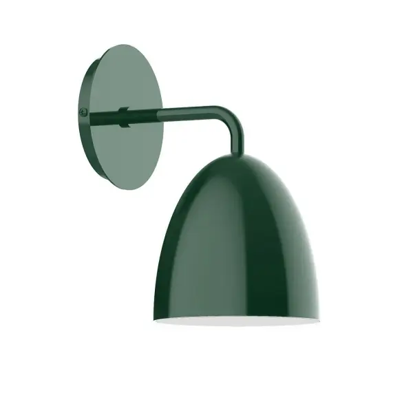 The Jill Wall Sconce collection reflects a more modern RLM style. Clean lines and basic geometric shapes define this series of wall lights. Suitable for both indoor and outdoor applications. Hang alone or in pairs on either side of a front door or garage, next to a bed, or in the bathroom. Available in multiple shade styles to suit your décor, be it modern farmhouse, coastal cottage, or industrial loft. Collection: Jill Finish: Forest Green Glass: Aluminum Width: 6.00" Height: 10.13" Length: 8.13" Weight: 6.00 lb Extension from Wall: 8.25" Canopy: 5" diameter Number of Bulbs: 1 Maximum Wattage: 8.00 W Bulb Type: LED Light Source: LED Light Output: 800.00 lm Color Temperature: 3000 K CRI: 90 Dimmable Rated Average Life: 50,000 Voltage: 120.00 V Country of Origin: US Safety Listing: UL/cUL Safety Rating: Dry Dark Sky LED Manufacturer Warranty: 1-year limited warranty on the fixture.