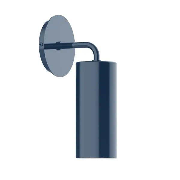 The Jordan Wall Sconce collection reflects a more modern RLM style. Clean lines and basic geometric shapes define this series of wall lights. Suitable for both indoor and outdoor applications. Hang alone or in pairs on either side of a front door or garage, next to a bed, or in the bathroom. Available in multiple shade styles to suit your décor, be it modern farmhouse, coastal cottage, or industrial loft. Collection: Jordan Finish: Navy Glass: Aluminum Width: 3.50" Height: 11.25" Length: 6.25" Weight: 4.00 lb Extension from Wall: 6.25" Canopy: 5" diameter Number of Bulbs: 1 Maximum Wattage: 8.00 W Bulb Type: LED Light Source: LED Light Output: 800.00 lm Color Temperature: 3000 K CRI: 90 Dimmable Rated Average Life: 50,000 Voltage: 120.00 V Country of Origin: US Safety Listing: UL/cUL Safety Rating: Dry Dark Sky LED Manufacturer Warranty: 1-year limited warranty on the fixture.