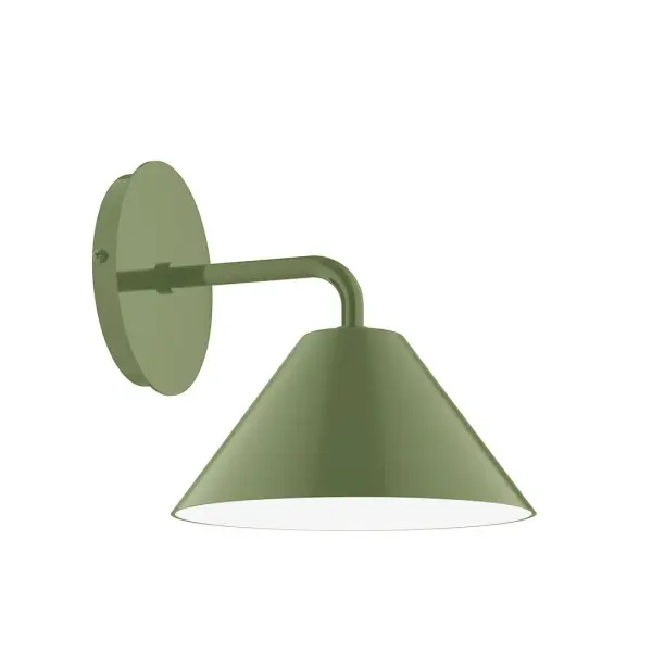 Pinnacle, a contemporary series of basic spun geometric shapes, is simply configured for interior use. Colorful and clean-lined, these axially symmetric shapes will add pizzazz to your space. Collection: Pinnacle Finish: Fern Green Glass: 8 inch Pinnacle Width: 8.00" Height: 8.50" Length: 9.25" Weight: 4.00 lb Extension from Wall: 9.25" Canopy: 5" diameter Number of Bulbs: 1 Maximum Wattage: 8.00 W Bulb Type: LED Light Source: LED Light Output: 800.00 lm Color Temperature: 3000 K CRI: 90 Dimmable Rated Average Life: 50,000 Voltage: 120.00 V Country of Origin: US Safety Listing: UL/cUL Safety Rating: Dry LED Manufacturer Warranty: 1-year limited warranty on the fixture.