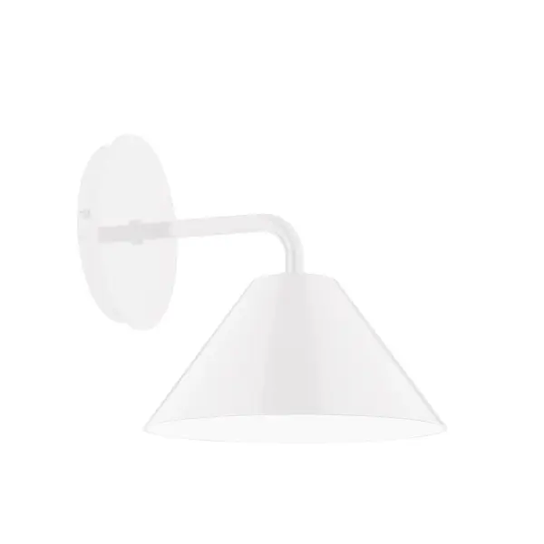 Pinnacle, a contemporary series of basic spun geometric shapes, is simply configured for interior use. Colorful and clean-lined, these axially symmetric shapes will add pizzazz to your space. Collection: Pinnacle Finish: White Glass: 8 inch Pinnacle Width: 8.00" Height: 8.50" Length: 9.25" Weight: 4.00 lb Extension from Wall: 9.25" Canopy: 5" diameter Number of Bulbs: 1 Maximum Wattage: 8.00 W Bulb Type: LED Light Source: LED Light Output: 800.00 lm Color Temperature: 3000 K CRI: 90 Dimmable Rated Average Life: 50,000 Voltage: 120.00 V Country of Origin: US Safety Listing: UL/cUL Safety Rating: Dry LED Manufacturer Warranty: 1-year limited warranty on the fixture.