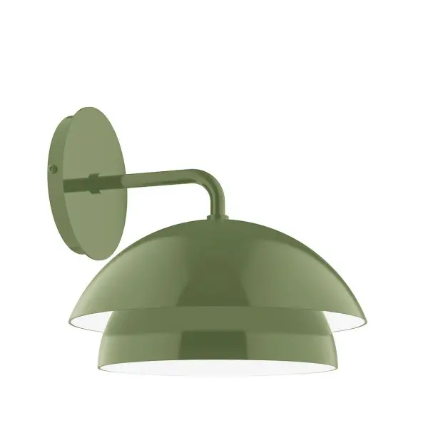 Axis, a contemporary series of basic spun geometric shapes, is simply configured for interior use. Colorful and clean-lined, these axially symmetric shapes will add pizzazz to your space. Collection: Nest Finish: Fern Green Glass: 10 inch Nest Width: 10.00" Height: 9.50" Length: 10.25" Weight: 4.00 lb Extension from Wall: 10.25" Canopy: 5" diameter Number of Bulbs: 1 Maximum Wattage: 8.00 W Bulb Type: LED Light Source: LED Light Output: 800.00 lm Color Temperature: 3000 K CRI: 90 Dimmable Rated Average Life: 50,000 Voltage: 120.00 V Country of Origin: US Safety Listing: UL/cUL Safety Rating: Dry LED Manufacturer Warranty: 1-year limited warranty on the fixture.