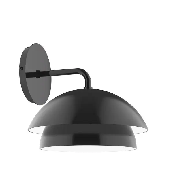 Axis, a contemporary series of basic spun geometric shapes, is simply configured for interior use. Colorful and clean-lined, these axially symmetric shapes will add pizzazz to your space. Collection: Nest Finish: Black Glass: 10 inch Nest Width: 10.00" Height: 9.50" Length: 10.25" Weight: 4.00 lb Extension from Wall: 10.25" Canopy: 5" diameter Number of Bulbs: 1 Maximum Wattage: 8.00 W Bulb Type: LED Light Source: LED Light Output: 800.00 lm Color Temperature: 3000 K CRI: 90 Dimmable Rated Average Life: 50,000 Voltage: 120.00 V Country of Origin: US Safety Listing: UL/cUL Safety Rating: Dry LED Manufacturer Warranty: 1-year limited warranty on the fixture.