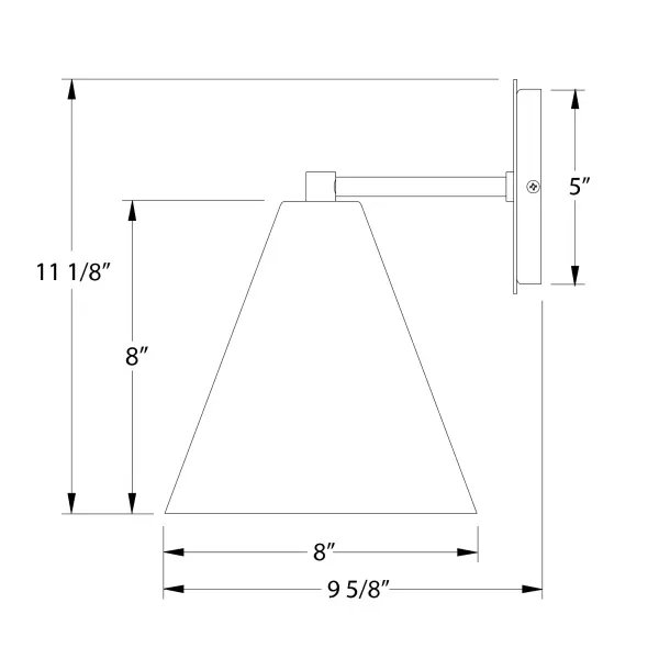 The Jynx Wall Sconce collection reflects a more modern RLM style. Clean lines and basic geometric shapes define this series of wall lights. Suitable for both indoor and outdoor applications. Hang alone or in pairs on either side of a front door or garage, next to a bed, or in the bathroom. Available in multiple shade styles to suit your décor; be it modern farmhouse, coastal cottage, or industrial loft. - alternate view