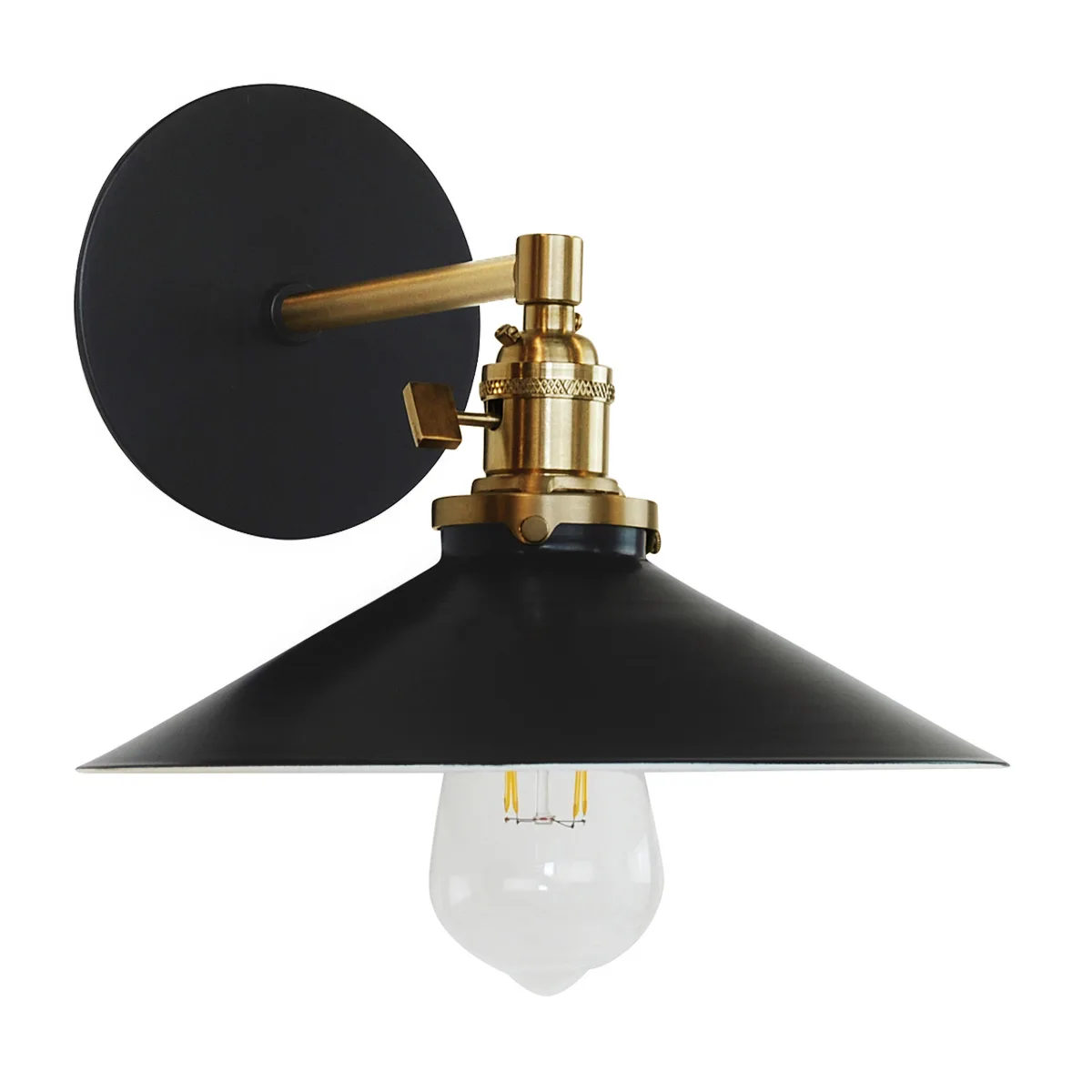 Uno One Light Wall Sconce in Black w/Brushed Brass