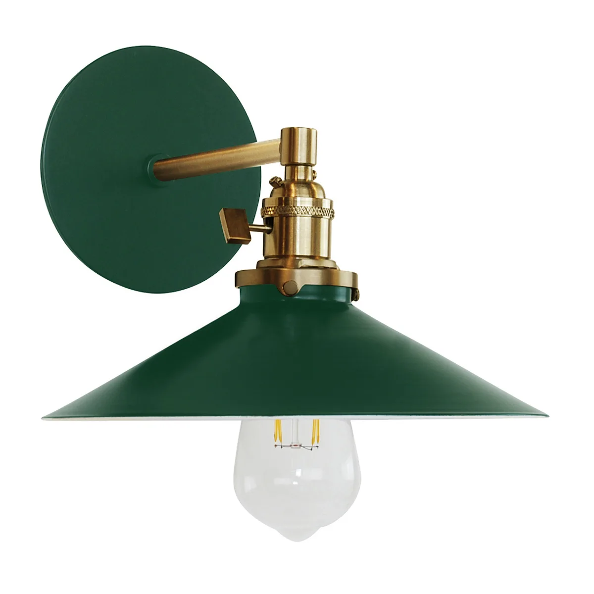 Uno One Light Wall Sconce in Forest Green w/Brushed Brass