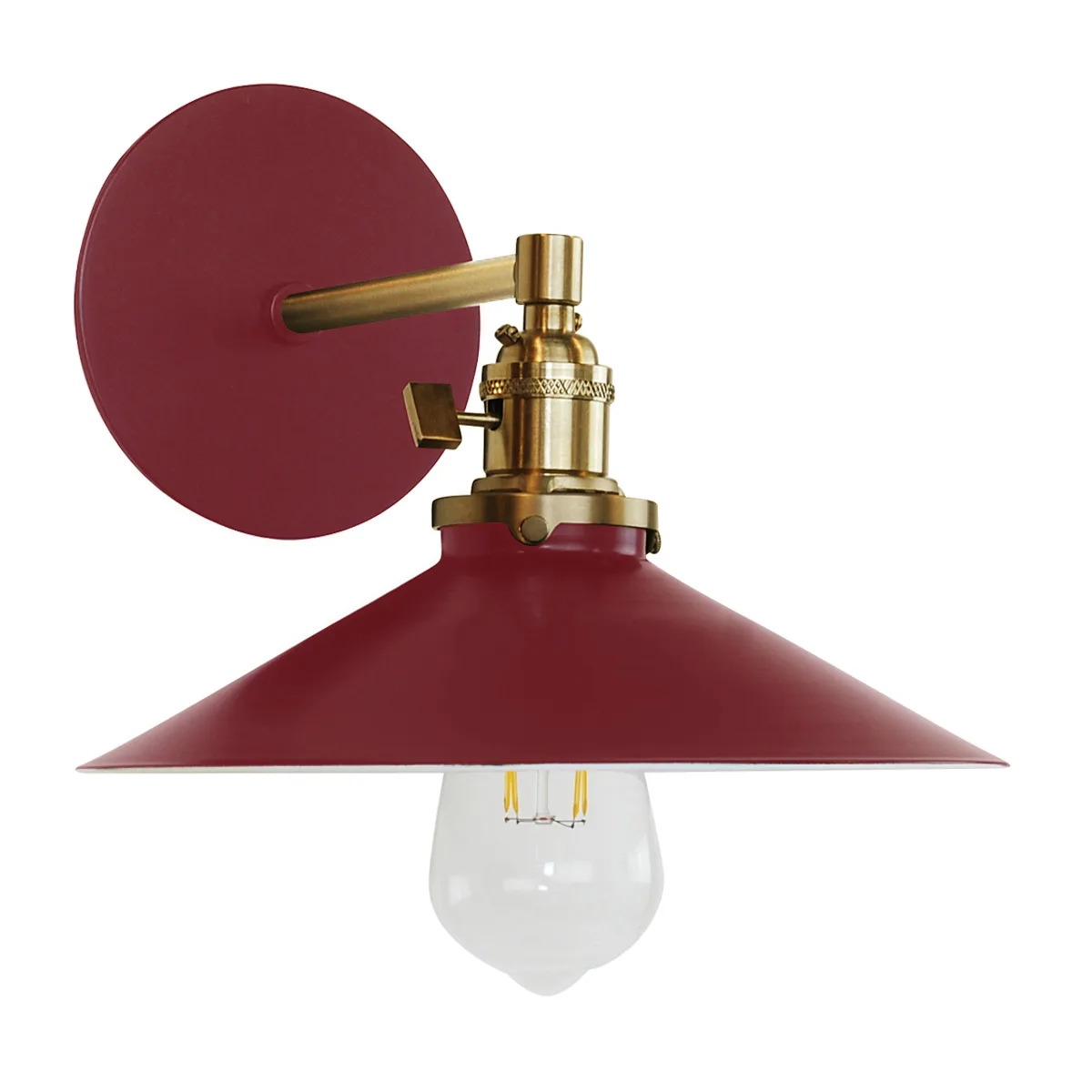 Uno One Light Wall Sconce in Barn Red w/Brushed Brass