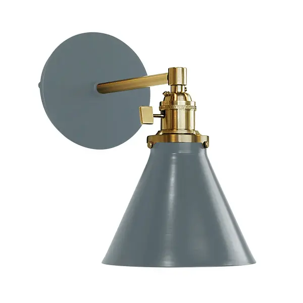 The Uno Wall Sconce is a nod to our industrial roots. Designed around a single Uno socket and shade holder, with multiple shades in various materials, the options for this series are endless. These sconces are for interior use, great fixtures in a living area, bedroom or kitchen. Collection: Uno Finish: Slate Gray w/Brushed Brass Glass: 6 inch Uno Notes: Option (1) A19 LED or A19 LED Filament Width: 6.00" Height: 10.50" Length: 8.63" Weight: 6.00 lb Extension from Wall: 8.63" Canopy: 5" diameter Number of Bulbs: 1 Maximum Wattage: 100.00 W Bulb Type: A19 Bulb Base: E26 Medium Light Source: Incandescent or LED equivalent Dimmable Voltage: 120.00 V Country of Origin: US Safety Listing: UL/cUL Safety Rating: Dry Dark Sky LED Manufacturer Warranty: 1-year limited warranty on the fixture.