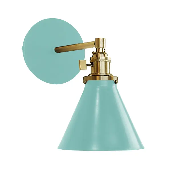 The Uno Wall Sconce is a nod to our industrial roots. Designed around a single Uno socket and shade holder, with multiple shades in various materials, the options for this series are endless. These sconces are for interior use, great fixtures in a living area, bedroom or kitchen. Collection: Uno Finish: Sea Green w/Brushed Brass Glass: 6 inch Uno Notes: Option (1) A19 LED or A19 LED Filament Width: 6.00" Height: 10.50" Length: 8.63" Weight: 6.00 lb Extension from Wall: 8.63" Canopy: 5" diameter Number of Bulbs: 1 Maximum Wattage: 100.00 W Bulb Type: A19 Bulb Base: E26 Medium Light Source: Incandescent or LED equivalent Dimmable Voltage: 120.00 V Country of Origin: US Safety Listing: UL/cUL Safety Rating: Dry Dark Sky LED Manufacturer Warranty: 1-year limited warranty on the fixture.
