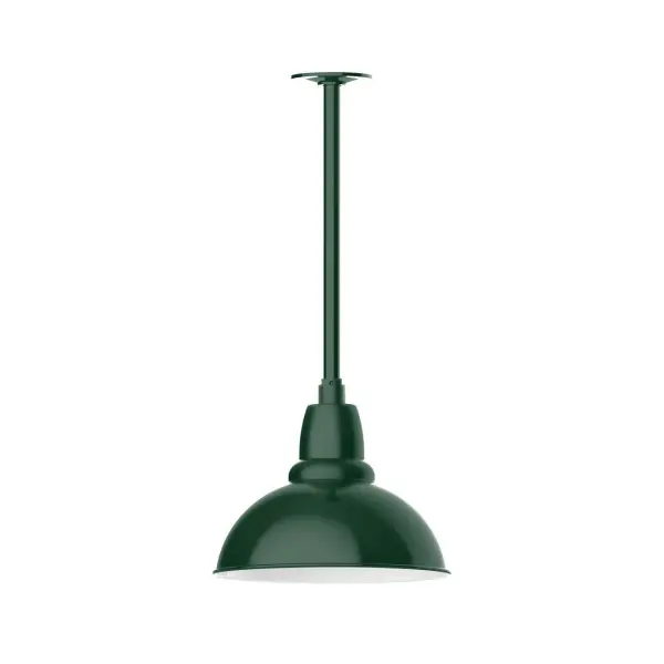 Stem hung pendants are UL wet rated for outdoor use. Choose from multiple vertical stem lengths to suit your application. Outdoor hanging pendant lights work well on a porch, in a garage or workshop. A secure mount for commercial as well as residential exterior locations. Our Cafe shades will help transform your outdoor living area into a warm and intimate gathering space. Collection: Cafe Finish: Forest Green Glass: Clear Glass with Cast Guard Notes: Option (1) A19 LED and 3-Integrated 8W, 10W, 15W Width: 12.00" Height: 20.75" Length: 12.00" Weight: 6.00 lb Canopy: 4.125" diameter Number of Bulbs: 1 Maximum Wattage: 100.00 W Bulb Type: A19 Bulb Base: E26 Medium Light Source: Incandescent or LED equivalent Dimmable Voltage: 120.00 V Country of Origin: US Safety Listing: UL/cUL Safety Rating: Wet Dark Sky LED Manufacturer Warranty: 1-year limited warranty on the fixture.