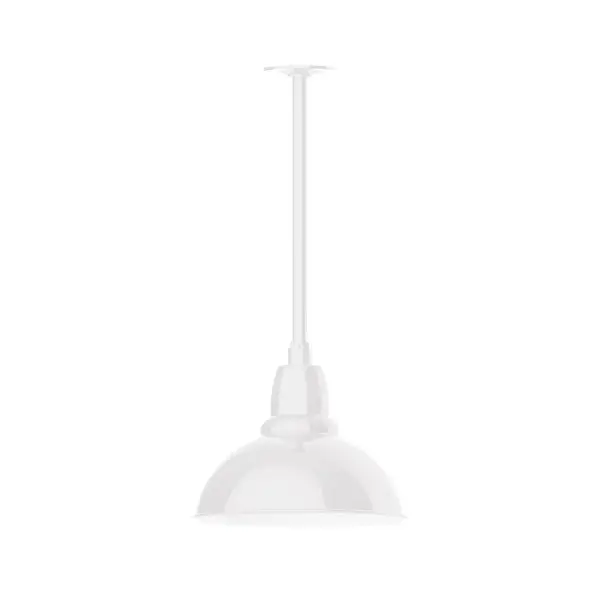 Stem hung pendants are UL wet rated for outdoor use. Choose from multiple vertical stem lengths to suit your application. Outdoor hanging pendant lights work well on a porch, in a garage or workshop. A secure mount for commercial as well as residential exterior locations. Our Cafe shades will help transform your outdoor living area into a warm and intimate gathering space. Collection: Cafe Finish: White Glass: Clear Glass with Cast Guard Notes: Option (1) A19 LED and 3-Integrated 8W, 10W, 15W Width: 12.00" Height: 20.75" Length: 12.00" Weight: 7.00 lb Canopy: 4.125" diameter Number of Bulbs: 1 Maximum Wattage: 100.00 W Bulb Type: A19 Bulb Base: E26 Medium Light Source: Incandescent or LED equivalent Dimmable Voltage: 120.00 V Country of Origin: US Safety Listing: UL/cUL Safety Rating: Wet Dark Sky LED Manufacturer Warranty: 1-year limited warranty on the fixture.