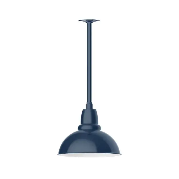 Stem hung pendants are UL wet rated for outdoor use. Choose from multiple vertical stem lengths to suit your application. Outdoor hanging pendant lights work well on a porch, in a garage or workshop. A secure mount for commercial as well as residential exterior locations. Our Cafe shades will help transform your outdoor living area into a warm and intimate gathering space. Collection: Cafe Finish: Navy Glass: Clear Glass with Cast Guard Notes: Option (1) A19 LED and 3-Integrated 8W, 10W, 15W Width: 12.00" Height: 20.75" Length: 12.00" Weight: 6.00 lb Canopy: 4.125" diameter Number of Bulbs: 1 Maximum Wattage: 100.00 W Bulb Type: A19 Bulb Base: E26 Medium Light Source: Incandescent or LED equivalent Dimmable Voltage: 120.00 V Country of Origin: US Safety Listing: UL/cUL Safety Rating: Wet Dark Sky LED Manufacturer Warranty: 1-year limited warranty on the fixture.