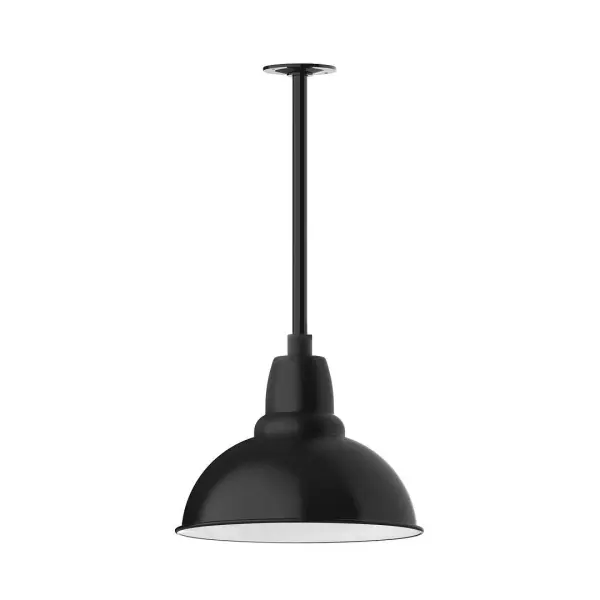 Stem hung pendants are UL wet rated for outdoor use. Choose from multiple vertical stem lengths to suit your application. Outdoor hanging pendant lights work well on a porch, in a garage or workshop. A secure mount for commercial as well as residential exterior locations. Our Cafe shades will help transform your outdoor living area into a warm and intimate gathering space. Collection: Cafe Finish: Black Glass: 14 inch Cafe Width: 14.00" Height: 22.00" Length: 14.00" Weight: 3.50 lb Canopy: 4.125" diameter Number of Bulbs: 1 Maximum Wattage: 15.00 W Bulb Type: LED Light Source: LED Light Output: 1200.00 lm Color Temperature: 3000 K CRI: 90 Dimmable Rated Average Life: 50,000 Voltage: 120.00 V Country of Origin: US Safety Listing: UL/cUL Safety Rating: Wet Dark Sky LED Manufacturer Warranty: 1-year limited warranty on the fixture.