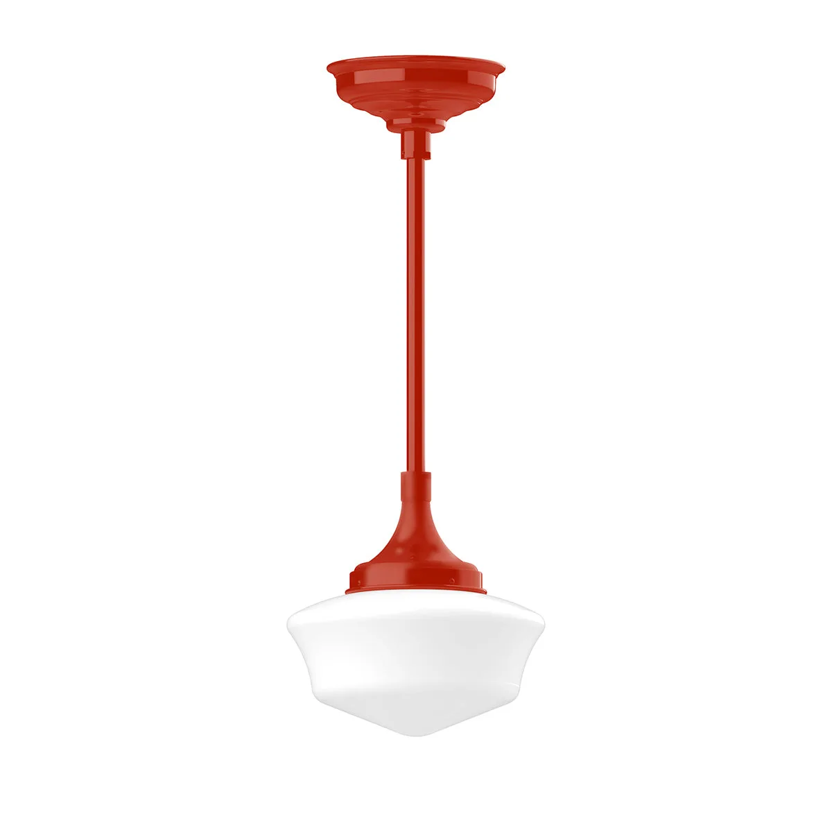 Schoolhouse 12" pendant, stem mount in Vermillion
