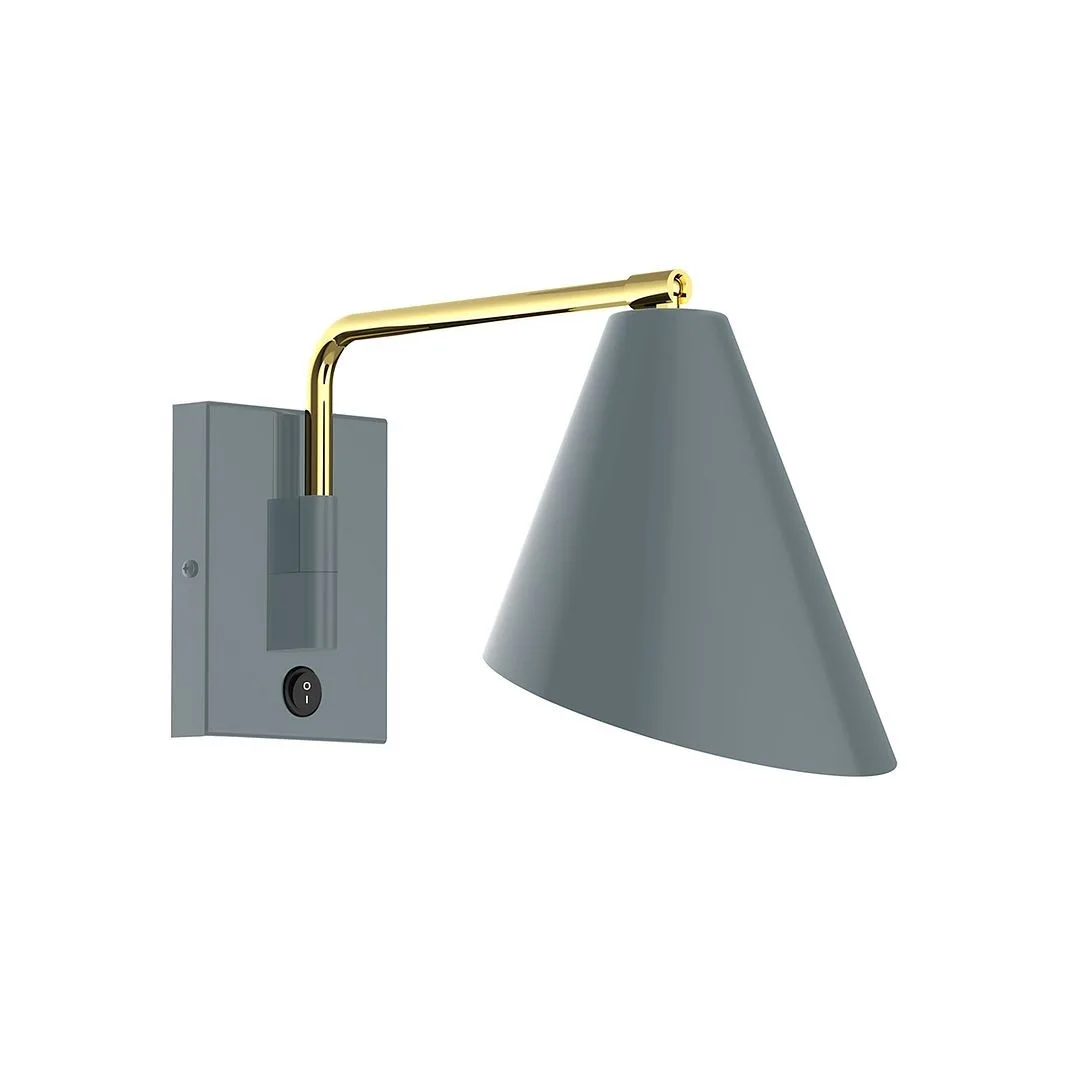 Jasmine One Light Wall Mount in Slate Gray w/Brushed Brass