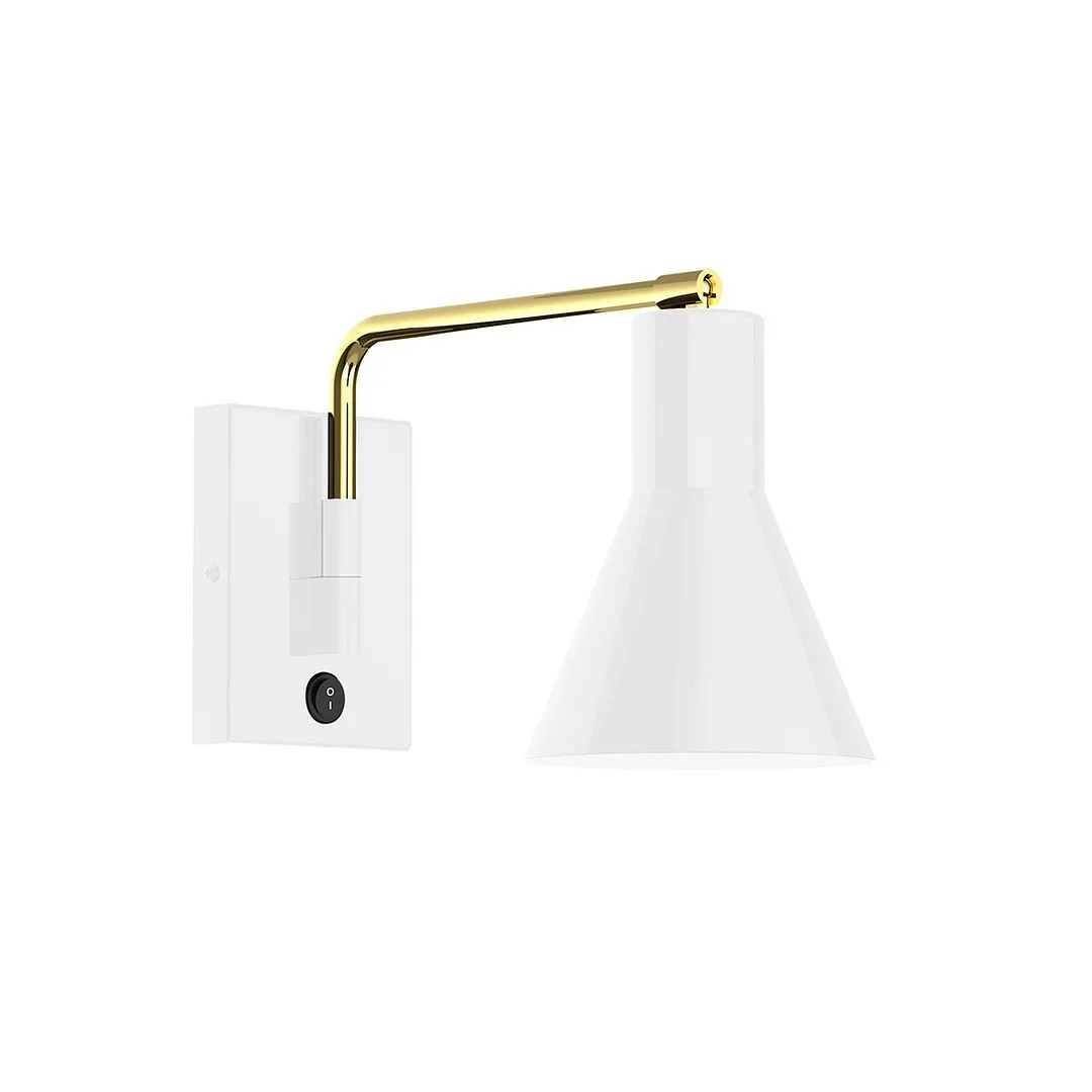 Flare One Light Wall Mount in White w/Brushed Brass