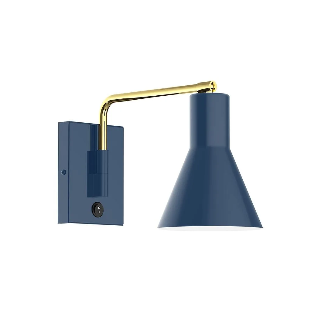 Flare One Light Wall Mount in Navy w/Brushed Brass